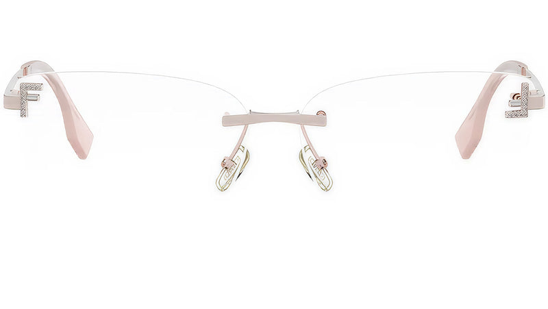 Fendi Crystal Rose Gold Geometric Eyeglasses