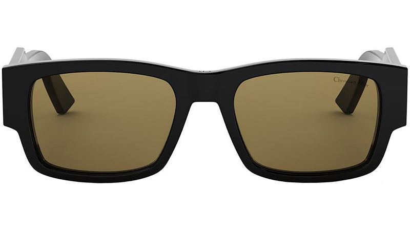 Christian Dior Label S1I Shiny Black Rectangular Sunglasses