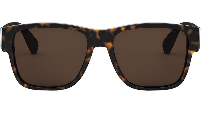 Bvlgari Aluminum Havana Geometric Sunglasses