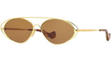 Metal Gold Oval Sunglasses
